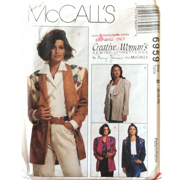McCalls 6959 Sewing Pattern Misses Unlined Jacket Size 8-10-12 Vintage 90s - Picture 1 of 3